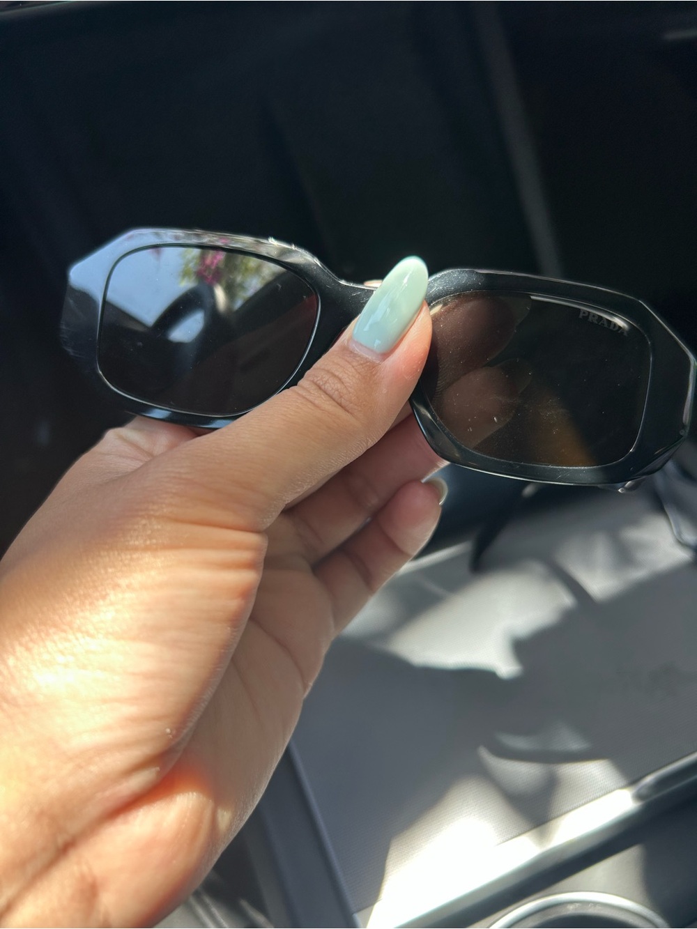 Prada Black Rectangular Women's Sunglasses